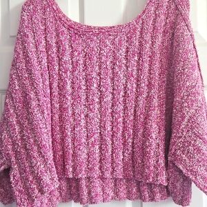 Free People Good Day Pullover Short Sleeve Cropped Sweater Pink Rose XS